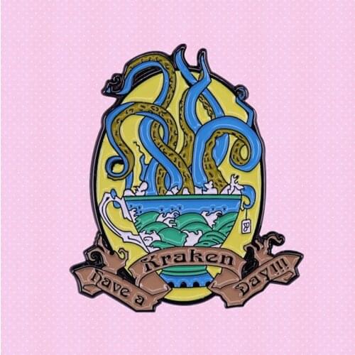 Octopus Kraken Sea Monster Nautical Squid Mythical Cthulhu pirate enamel pin Jewelry Funny steampunk gothic brooch badge