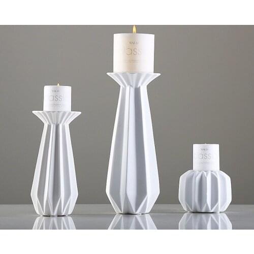 Perilune Decorative White Candlesticks