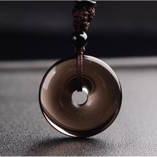 Natural Obsidian Ice Safety buckle Pendant Jewelry Fine Jewelry Lucky Exorcis Safety Amulet Couple Crystal Pendant Jewelry