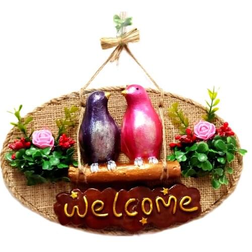 Family Bird 'Welcome' Written Door And Wall Ornament