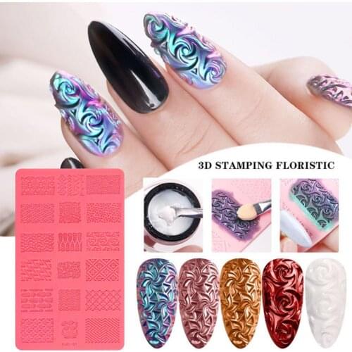 Nail Template Exquisite Practical Colorful Silicone Nail Stemping Plates for Girl