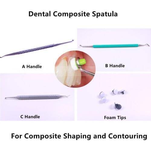 Dental Composite Resin Spatula Light Cure Handle Denture Teeth Filling Material Instruments Molding Tools Foam Pads OptraSculpt
