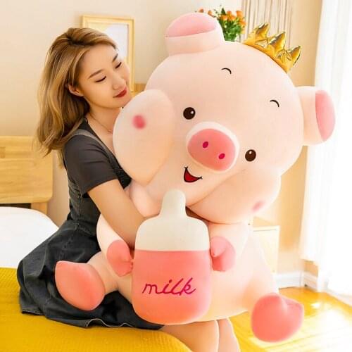 55cm Cute Sit Angel Pig Doll Super Soft Fabric Pink Pig Plush Pillow Stuffed Toy Comfort Doll Girls Birthday Gift Good Quality