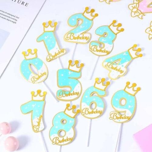 Blue digital birthday cake card cute decoration accessories cake decoration wedding party wedding cake decoration supplies