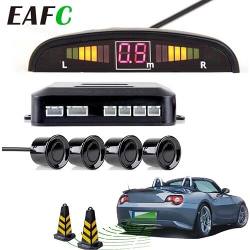 12V Car LED Parking Sensor Kit 22mm Car Parking Radar Monitor Detector With 4 Sensors Reverse Backup System Backlight Display