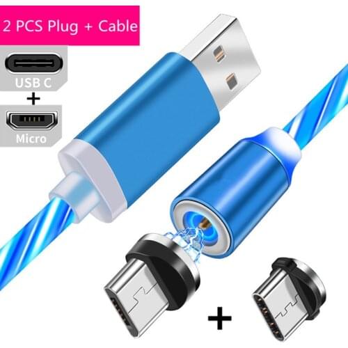 Luminous Magnetic Type C Micro USB Charge Cable For Samsung A21S A5 huawei Honor 9a Asus Zenfone Max Pro Nubia M2 Phone Charger