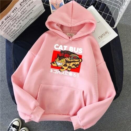 Anime Hoodie Japanese My Neighbor Totoro Cute Print Studio Ghibli Hoodie Men Streetwear Vintage Student Harajuku Full Pink Top