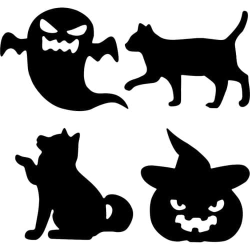 Halloween Decoration Wall Stickers Lamp Black Cats Dog Horror Ghost Sticker Light Up Window Decal Haunted House Party Atmosphere