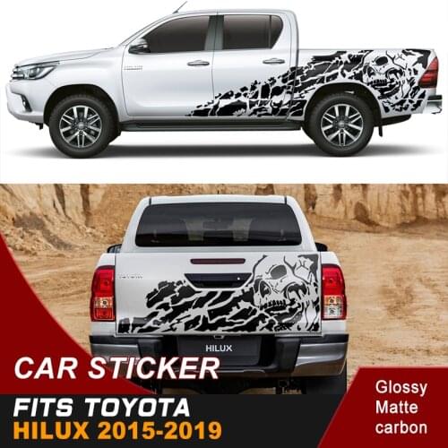 Graphic Viny Car Sticker Custom Fit For TOYOTA HILUX 2015-2019 Skull Mudslinger Car Side Body Sticker And Tail Door Car Decals