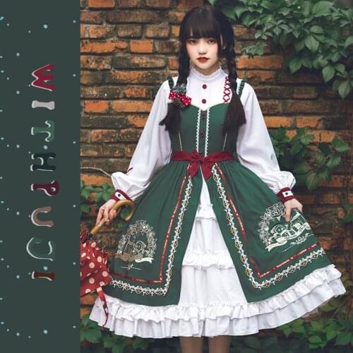 Sweet lolita dress vintage court cloak winter Christmas dress coat high waist cute printing victorian dress kawaii girl gothic