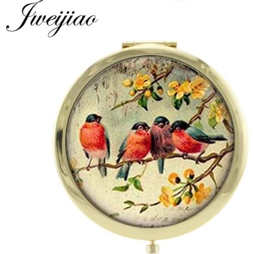 JWEIJIAO birds on the tree branch Double Sides Tools Accessories Mirrors natural plant and animal Folding Makeup mirrors BP01