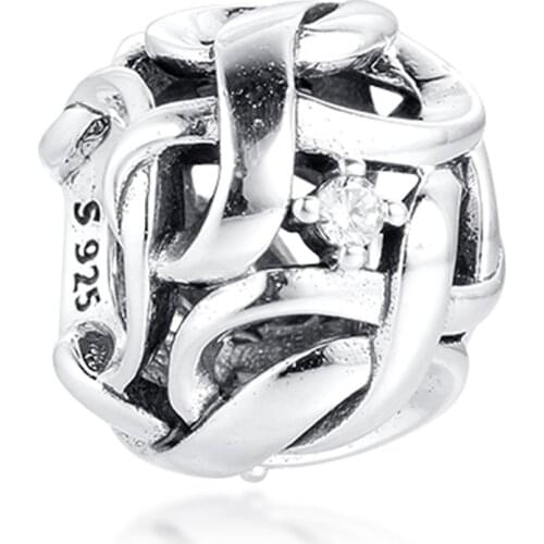 QANDOCCI Real 925 Sterling Silver Infinity Openwork Charm Beads Fits Pandora Bracelet Women Jewelry DIY Making Mothers Day Gift