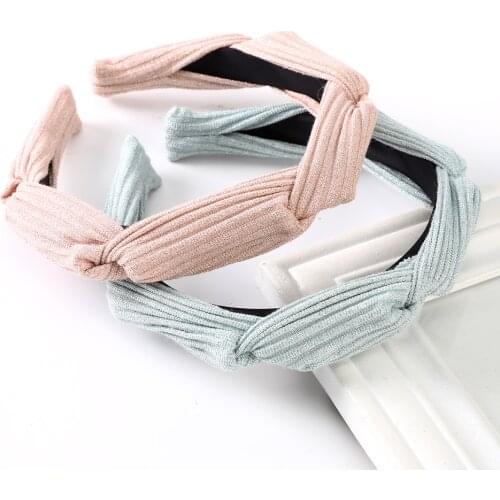 Haimeikang Cross Solid Color Headbands Hair Band Fashion Women Hair Hoop Elastic Pleated Bezel Hairbands Hair Accessories