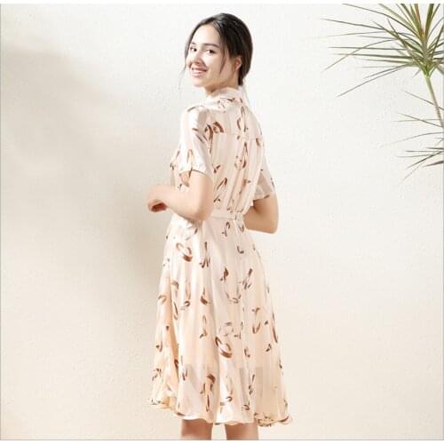 Female Floral Slim Dress Summer 2021 New Short-sleeved Waist Chiffon Midi Skirt Print Personality Irregular Dresses Lady Skirts