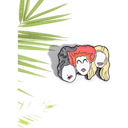 Halloween Badges The Sisters Sanderson Metal Enamel Brooch Funny Movie Pin Unique Trendy Costume Backpack Jewelry Gift For Kids