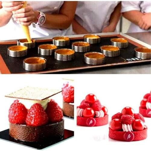 10 Pack 5Cm Stainless Steel Tart Ring Heat-Resistant Perforated Cake Mousse Ring Round Ring Baking Doughnut Tools