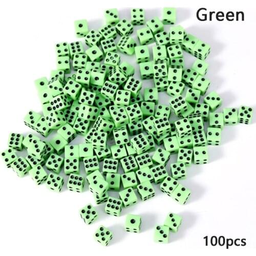 100 Pcs/Yellow/White/Green/Red Square Point Dice Puzzle Game Send Children 6 Sided Dice DIY Game Accessory 8mm