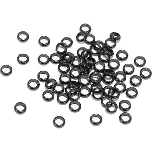 20pcs Stainless Steel Black Tone Large Hole Spacer Beads 6mm/8mm Accessories Beads Connectors For DIY Jewelry Making Findings