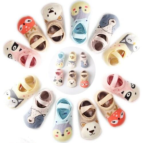 2019 Cute Newborn Baby Girl/Boy Cotton Socks Toddler Anti Slip Shoes Cartoon Animal Slipper Floor Socks Fit 1-3T