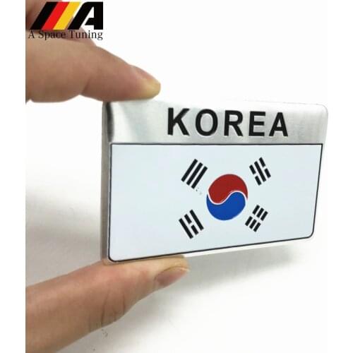 3D Aluminum Alloy Korea National Flag Emblem Badge Sticker Motorcycle Decals Accessories For Hyundai KIA Ford BMW Audi Ford VW