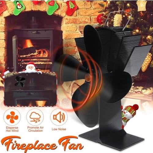 4 Blades Heat Powered Stove Fan Black Fireplace Fan Burner Eco Friendly Quiet Fan Home Fireplace Fan Efficient Heat Distribution