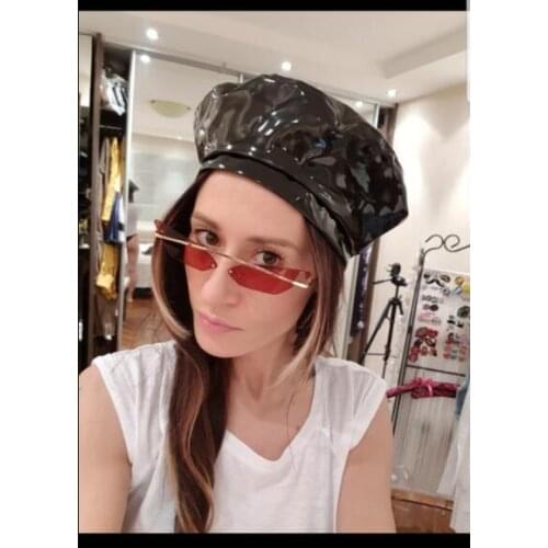 Fashion Korean Style Berets Women Black Red Pu Leather Beret Hat For Women Spring Autumn Flat Cap Gorras Female Retro Beanie