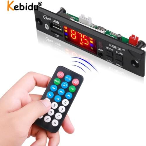 Kebidu Wireless MP3 WMA Decoder Board Bluetooth 5V 12V MP3 Player Car Audio USB TF FM Radio Module For Car