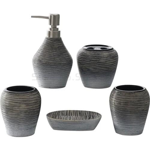 Retro mouthwash cup ceramic bathroom 4-piece set bathroom wash 5-piece set bathroom products wash set