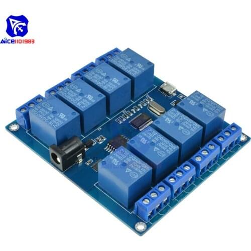 DC 5V 10A 8 Channel Micro USB Relay Indicator Board Module PC Upper Computer ICSE014A Software Control