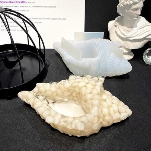 Shell Shape Jewelry storage box Mold Concrete Flowerpot Mould Large Conch Design Planting Container Cement Silicone Molds