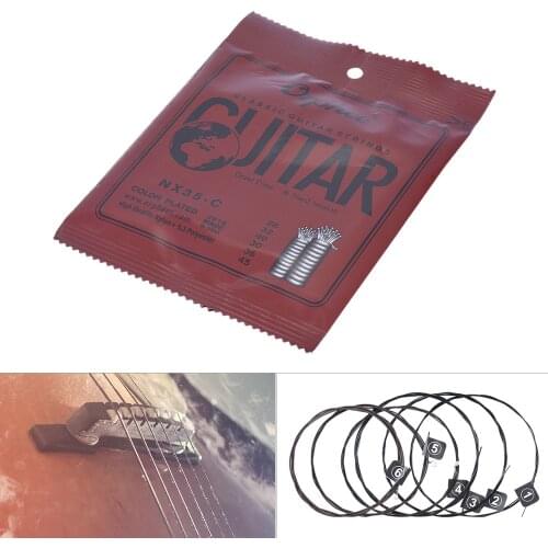 Orphee NX35-C 6pcs Guitar Strings Acoustic Guitar String Replacement (.028-.045) Nylon Steel Plated Hard Tension