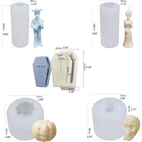 Halloween Ghost Groom/Ghost Bride/Devil Pumpkin/Skull Candle Epoxy Resin Mold Handmade Soap Plaster Silicone Mould DIY Home