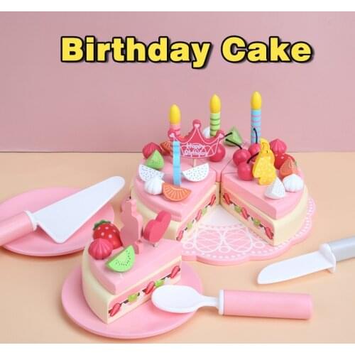 Simulation wooden birthday cake early childhood education puzzle game house training hands-on ability girl boy toy set gift