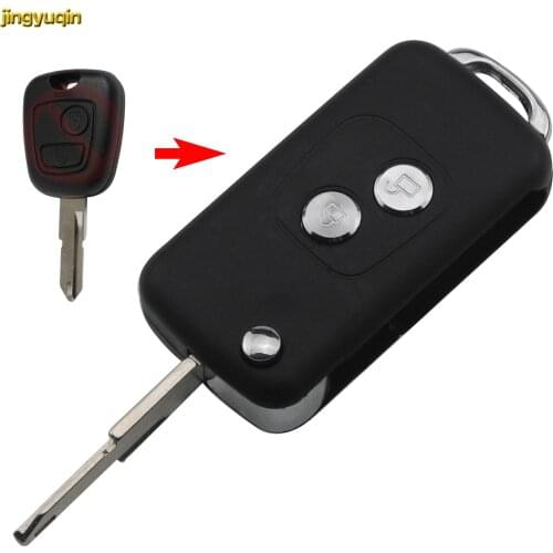 Jingyuqin Flip Remote Car Key Shell Modified for PEUGEOT 206 for Citroen NE73 Blade Car Accessories 2 Buttons Folding Key Fob
