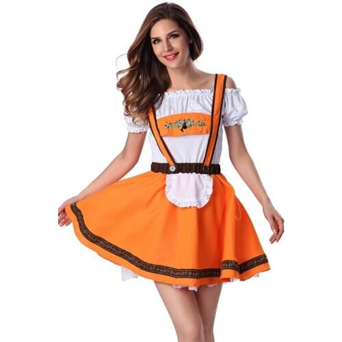 Halloween Costume Sexy maid uniforms Polyester beer girl Carnival oktoberfest costume Fancy Strapless Dress size L,XL,M