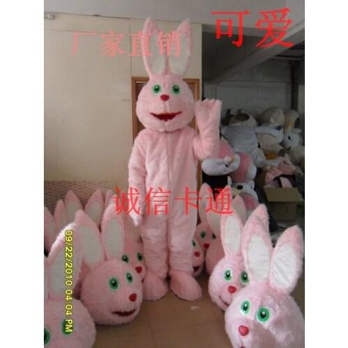 Cosplay Costumes Rabbit Mascot Costume Pink Rabbit Hare Easter Adult Size Mascot