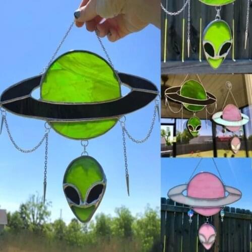 Creative Pendant Planetary Exostar Head Color Wind Bell Ornament Cardinal Bird Pendant Garden Window Venue Decoration Crafts Hot