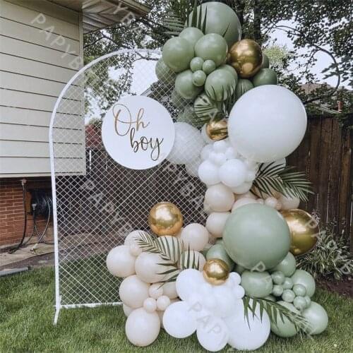 1set Avocado Green Latex Balloon Set White Wedding Arch Garland Kit Birthday Party Decor Baby Shower Baptism Globos Supplies