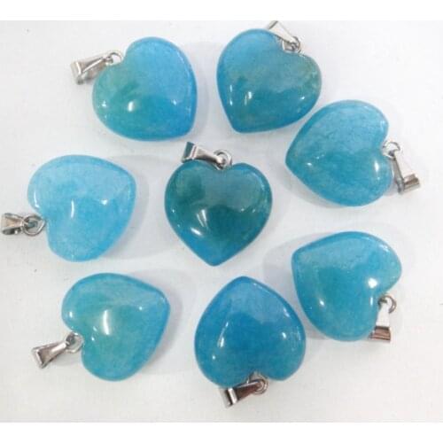 Natural stone Turquoises Quartz Crystal tiger eye Opal lapis heart pendants for diy Jewelry making Necklaces Accessories12PCS A3