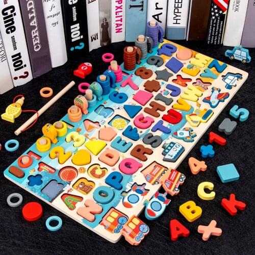 Montessori Educational Toys Seven-in-one Number Plate Childrens Fishing Toys Puzzle Baby Early Education Two Years Old