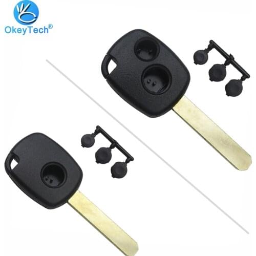 OkeyTech 1/2 Button Transponder Key Shell with Plastic Button Pad Uncut Blank Blade for Honda CR-V Odyssey Fit City Civic Accord