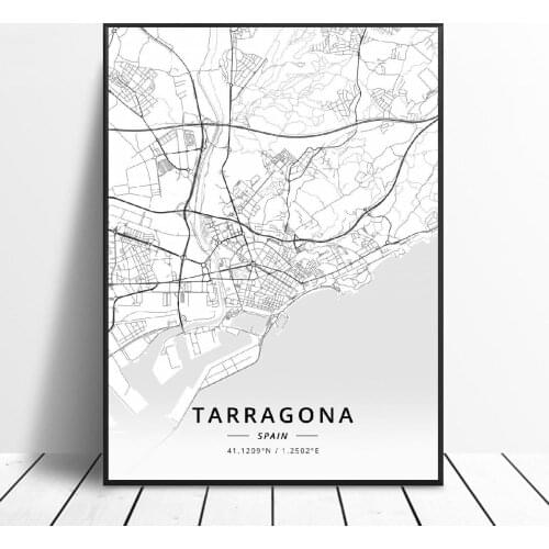 Tarragona Salamanca Ibiza Granada Cadiz Malaga Spain Map Poster