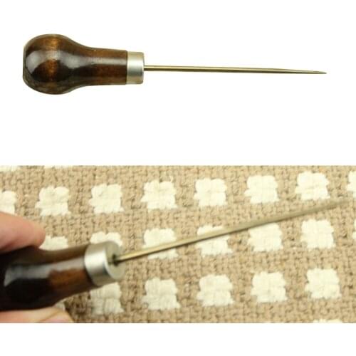 Professional Wood Handle Leather Awl Tools For Leathercraft Stitching Sewing