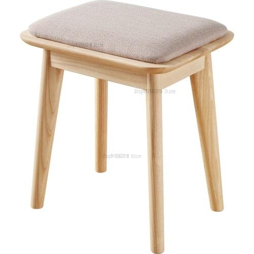 Nordic Dressing Table Stool Modern Minimalist Makeup Stool Solid Wood Fairy Light Luxury Chair Girls Cute Bedroom Nail Art