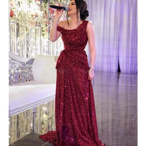 Sparkling Burgundy Sequins Lace Evening Dresses Yousef aljasmi Labourjoisie Dubai Middle East Formal Gowns Party Dresses Prom
