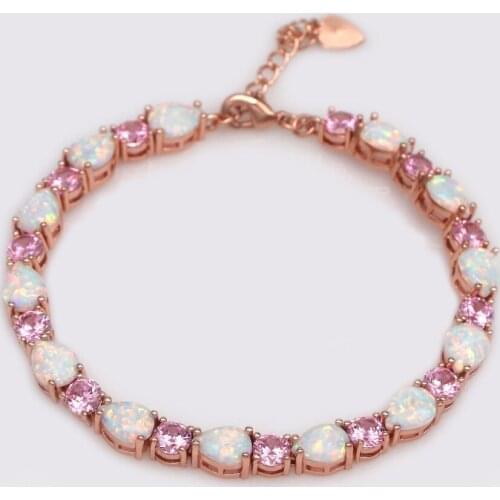 SZ0001 2021 New Design Gorgeous Rose Gold Drop Shape White Opal and Rhinstone Bracelet High Quality For Women