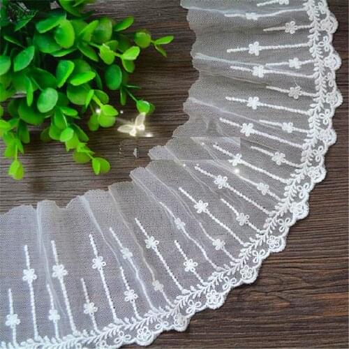 YACKALASI 14 Yds Soft Tulle Cotton Embroidery Lace Trim DIY Garment Accessories Free Shipping 9.5cm