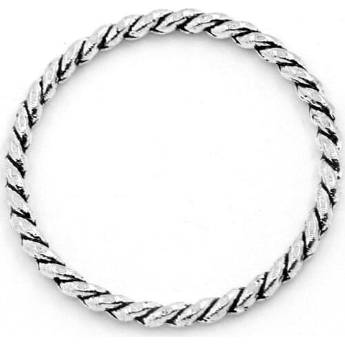 DoreenBeads Jewelry Rings For Connectors/Pendants Findings Silver color Stripe Carved 26mm Dia,50PCs (B25089)