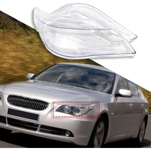 Headlight Cover Protective Clear Lens Plastic Front Headlamp Lens Shell Replacement 63127165570 63127165572 for BMW E60 E61 04-0