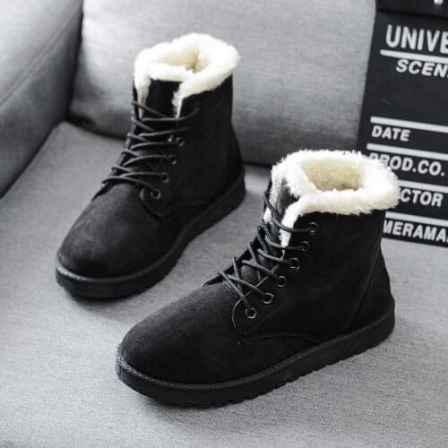 Women Boots 2020 Winter Warm Thicken Fur Snow Boots Faux Suede Ankle Boots Soft Comfortable Winter Shoes Female Ankle Boots